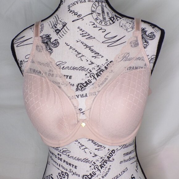 🆕CHANTELLE Norah Chic Plunge T-Shirt Underwire Bra 36DD Beige #16MNA - Picture 7 of 11